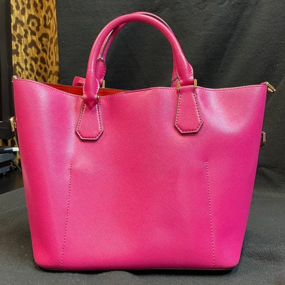 EUC Michael Kors medium saffiano leather tote bag deep fuschia - Picture 2 of 16